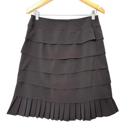 Vintage Sandro Sportswear Chocolate Brown Feminine Tiered Ruffle Hem Midi Skirt - Picture 8 of 9